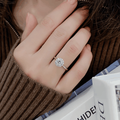 Floral Halo Ring | Nhẫn Moissanite 2 Carat Round Cut | Sterling Silver 925 | Kèm Giấy Kiểm Định GRA