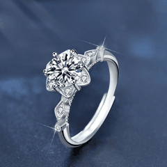 Blooming Floral Halo Ring | Nhẫn Moissanite 2 Carat Round Cut | Sterling Silver 925 | Kèm Giấy Kiểm Định GRA