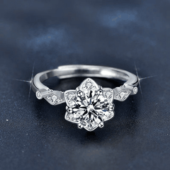 Blooming Floral Halo Ring | Nhẫn Moissanite 2 Carat Round Cut | Sterling Silver 925 | Kèm Giấy Kiểm Định GRA