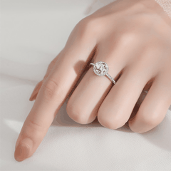 Camellia Halo Ring | Nhẫn Moissanite 2 Carat Round Cut | Sterling Silver 925 | Kèm Giấy Kiểm Định GRA