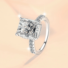 Eternal Princess Solitaire Ring | Nhẫn Moissanite 2 Carat Radiant Cut | Sterling Silver 925 | Kèm Giấy Kiểm Định GRA