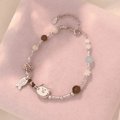 Lucky Cat Bracelet | Vòng Tay Sterling Silver 925 Phủ Bạch Kim
