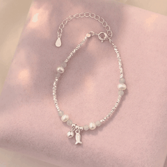 Lucky Fish Charm Bracelet | Vòng Tay Sterling Silver 925 Phủ Bạch Kim