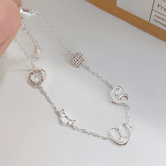 Croissant Heart Bracelet | Vòng Tay Sterling Silver 925 Phủ Bạch Kim