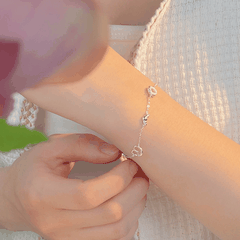 Croissant Heart Bracelet | Vòng Tay Sterling Silver 925 Phủ Bạch Kim