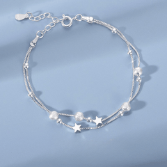 Twin Star Orbit Bracelet | Vòng Tay Sterling Silver 925 Phủ Bạch Kim