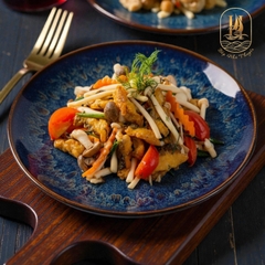 Cá Lăng Xào Nấm Tam Vị (Stir-Fried Catfish with Three Mushroom Medley)