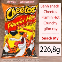 BÁNH SNACK CHEETOS FLAMIN HOT CRUNCHY 226.8G - BÁNH CAY MỸ