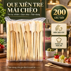 QUE XIÊN TRE MÁI CHÈO 9CM 200 CÂY - XIÊN CỜ TRÁI CÂY, TRANG TRÍ MÓN ĂN