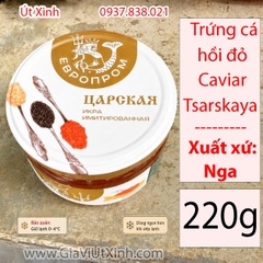 TRỨNG CÁ HỒI ĐỎ CAVIAR TSARSKAYA EVROPROM 220G – NHẬP KHẨU NGA