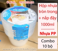 (NGUYÊN THÙNG) HỘP NHỰA TRÒN TRONG 1000ML SIÊU THÀNH + NẮP ĐẬY – 240 CÁI