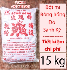 BỘT MÌ BÔNG HỒNG ĐỎ SANH KÝ 15KG - RED ROSE WHEAT FLOUR -  BỘT MÌ HOA HỒNG ĐỎ