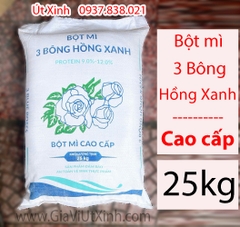 BỘT MÌ CAO CẤP 3 BÔNG HỒNG XANH 25KG - PROTEIN 9.0%-12.0%