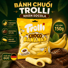 BÁNH TROLLI CHOCO BANANAS 150G – BÁNH CHUỐI NHÂN SOCOLA NHẬP KHẨU ĐỨC