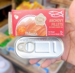 CÁ CƠM PHI LÊ NGÂM DẦU HƯỚNG DƯƠNG PELAZZA 50G – ANCHOVY FILLETS IN SUNFLOWER OIL