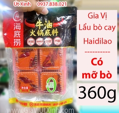 GIA VỊ LẨU BÒ CAY TỨ XUYÊN HAIDILAO 360G – LOẠI MỠ BÒ – GÓI 4 VIÊN
