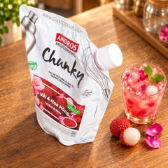 MỨT CHUNKY VẢI & HOA HỒNG ANDROS 1KG – LYCHEE & ROSE (CÓ MIẾNG TRÁI CÂY)