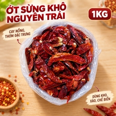 ỚT SỪNG KHÔ NGUYÊN TRÁI 1KG – ỚT ĐỎ KHÔ LÀM SA TẾ, DẦU ỚT – DRIED RED HORN CHILIES