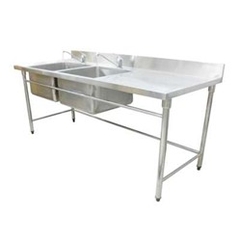 Chậu rửa 2 hố inox kèm bàn lệch phải