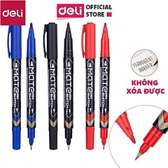 Bút lông dầu 2 đầu màu đỏ DELI EU72-RD