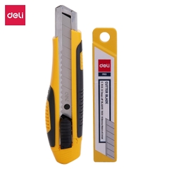 Dao Rọc Giấy Deli, Cao Su Mềm, Loại 8 Lưỡi Tách Rời, Vàng  E2068