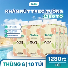 [Túi 1280 Tờ] Khăn Giấy Rút Treo Tường TODAY 4 Lớp - Size Lớn
