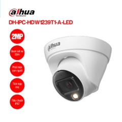 Camera IP Dome Full Color 2MP DAHUA DH-IPC-HDW1239T1-A-LED
