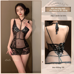 Váy Ngủ Ren Xuyên Thấu Ôm Body Sexy Gợi Cảm, Đầm Ngủ  2 Dây Quyến Rũ - LALA HONEY