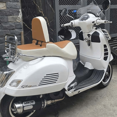 Yên Xe Tựa Lưng Cho Vespa – Phối Màu Trắng - Nâu _ VESPA-TL03-WHITE