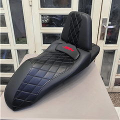 Yên xe tựa bật sh đen caro sang trọng _ SH-TL03-BLACK
