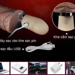 Dương Vật Giả 8 Chế Độ Rung Thụt Tỏa Nhiệt Da Nâu Siêu Mềm