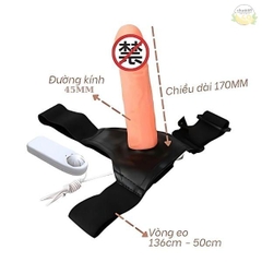Dương Vật Giả Rỗng Ruột Rung Mạnh Kèm Điều Khiển Có Dây Đeo