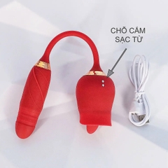 Trứng Rung Tình Yêu Hoa Hồng Hai Đầu – Lưỡi Liếm và Trứng Rung Thụt