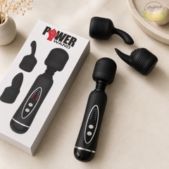 Chày Rung Massage Power Wand Kèm 2 Đầu Phụ Dùng Pin AA