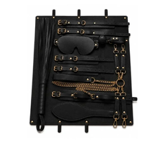 Bộ Bạo Dâm BDSM 8 Món Kèm Túi Da Luxury Màu Đen & Đỏ (Chất Liệu Da PU Cao Cấp, Phụ Kiện Kim Loại Chống Gỉ)