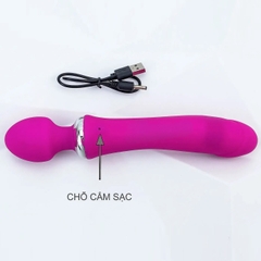 Máy Massage Điểm G Double End Rung 2 Đầu Ấm Nóng Pin Sạc