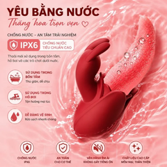Lưỡi Liếm Âm Đạo Có Nhánh Phụ Tai Thỏ (Silicone Y Tế Siêu Mềm & Chống Nước IPX6)