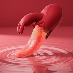 Lưỡi Liếm Âm Đạo Có Nhánh Phụ Tai Thỏ (Silicone Y Tế Siêu Mềm & Chống Nước IPX6)