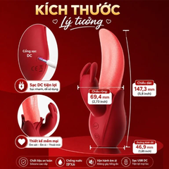Lưỡi Liếm Âm Đạo Có Nhánh Phụ Tai Thỏ (Silicone Y Tế Siêu Mềm & Chống Nước IPX6)