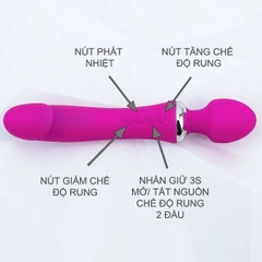 Máy Massage Điểm G Double End Rung 2 Đầu Ấm Nóng Pin Sạc