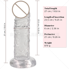 Dương Vật Giả Trong Suốt Không Bìu 27cm Chuyên Chơi Fist (Size Khủng & Đế Hút Chân Không)