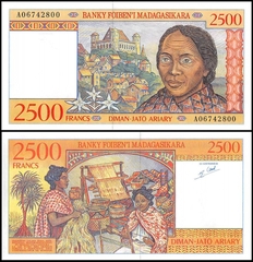 2500 francs Madagascar 1998
