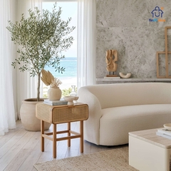 Tủ Tab Đầu Giường Gỗ Tần Bì Phối Mây Mắt Cáo| Bàn Trà Cạnh Sofa Đa Năng | Japandi Wabi Sabi Cao Cấp