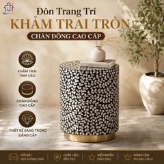 Đôn Khảm Trai Tròn Chân Đồng Cao Cấp | Decor Nội Thất Flexfit Store