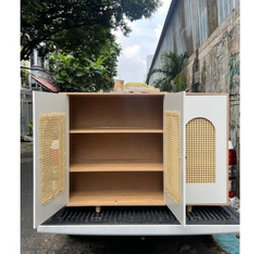 Tủ Để Đồ 3 Cánh Mây, Tủ Gỗ Decor Hiện Đại Màu Trắng Vân Gỗ