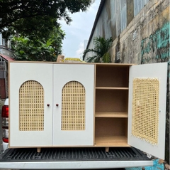 Tủ Để Đồ 3 Cánh Mây, Tủ Gỗ Decor Hiện Đại Màu Trắng Vân Gỗ