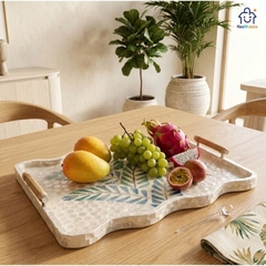 KHAY KHẢM TRAI OVAL TROPICAL 30x40CM – MOTHER OF PEARL TRAY THỦ CÔNG CAO CẤP