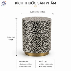 Đôn Khảm Trai Tròn Chân Đồng Cao Cấp | Decor Nội Thất Flexfit Store