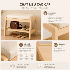 Đôn Thay Giày| Đôn Ngồi Đa Năng Có Đệm Ngồi Japandi