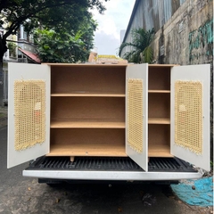 Tủ Để Đồ 3 Cánh Mây, Tủ Gỗ Decor Hiện Đại Màu Trắng Vân Gỗ